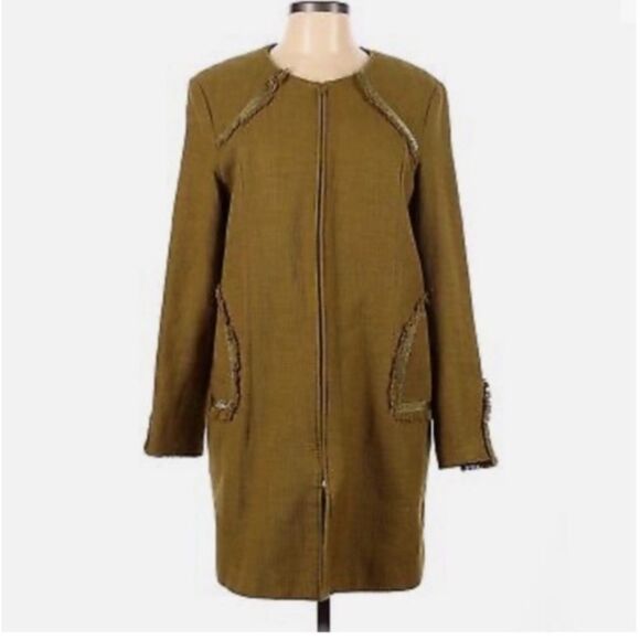 Paula Hian Gold Trim Lightweight Mid Length Jacket Small - Picture 8 of 13
